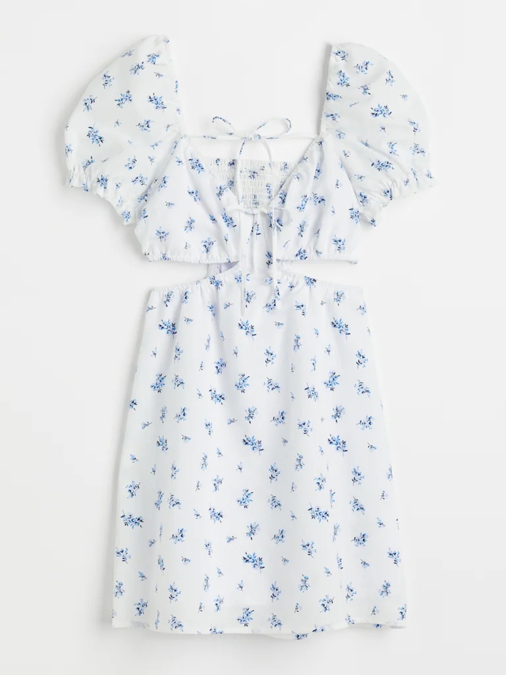 H&M white dress with blue floral print